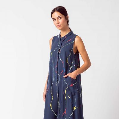 Robe METXE marine imprimé eau