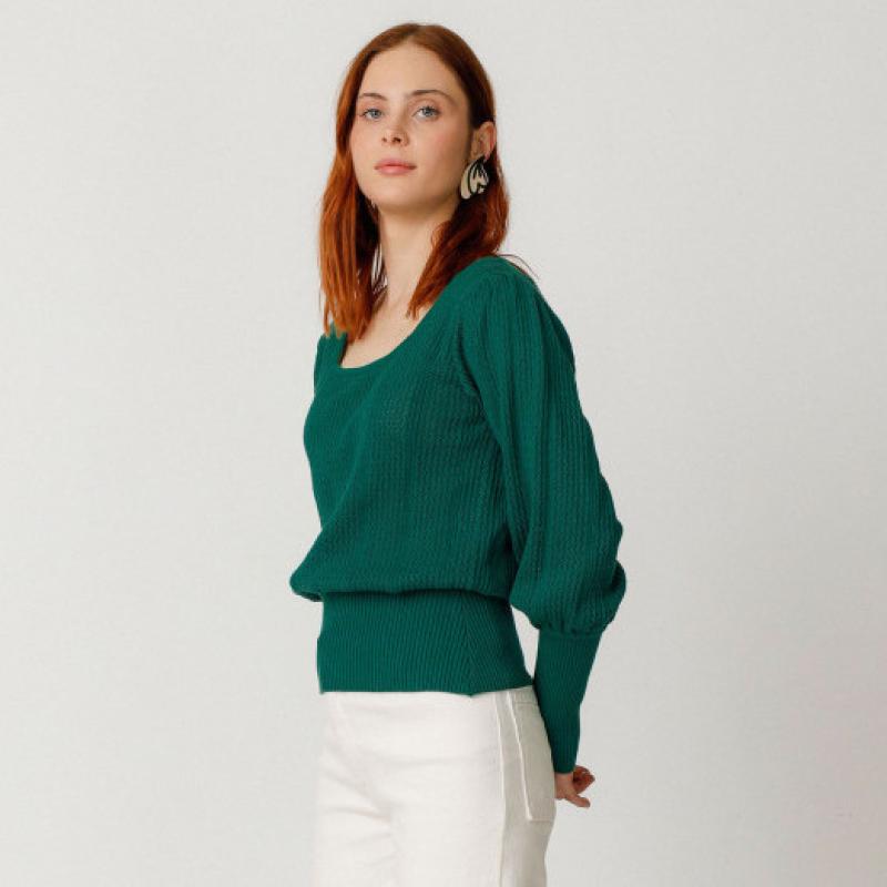 Pull maille ajourée DUDEA-GOTS vert basilic