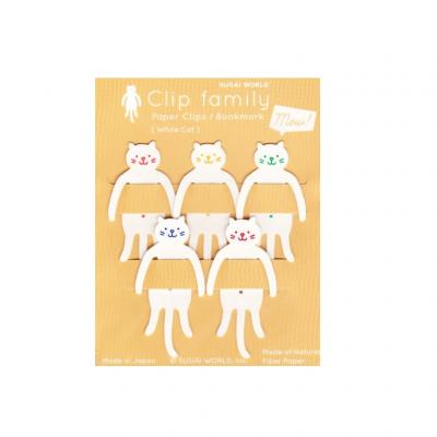 Clip Family Chat blanc x5 marque-pages 