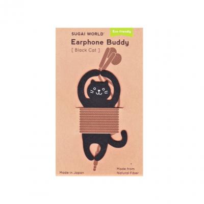 Enroule-câble Earphone Buddy Chat noir