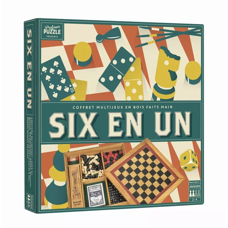 Coffret 6 jeux en bois -  SIX EN UN