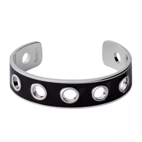 Jonc EYELET Rhodium Argent et Noir