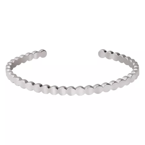 Jonc ouvert ajustable LUMI Rhodium Argent