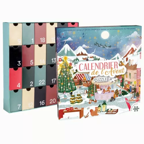 Calendrier de l'Avent Village Noel Puzzle 1008 pièces