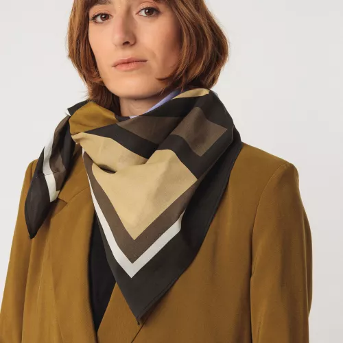 Foulard BAXA motif marron et lilas