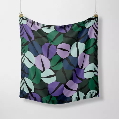 Foulard ALEA motif vert et lilas