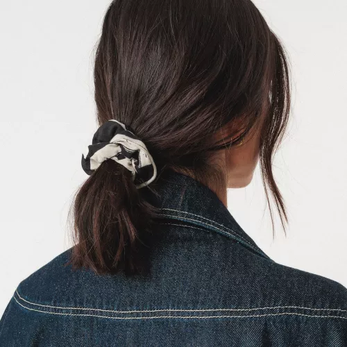 Chouchou fin PARPAILA motif BIG BRUSH noir et blanc