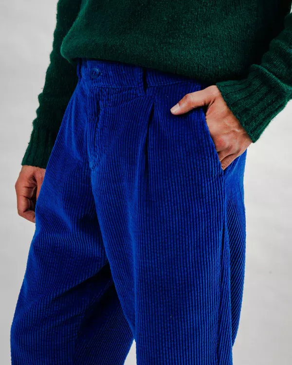 Pantalon à pinces en velours côtelé Bleu Klein – vue 2
