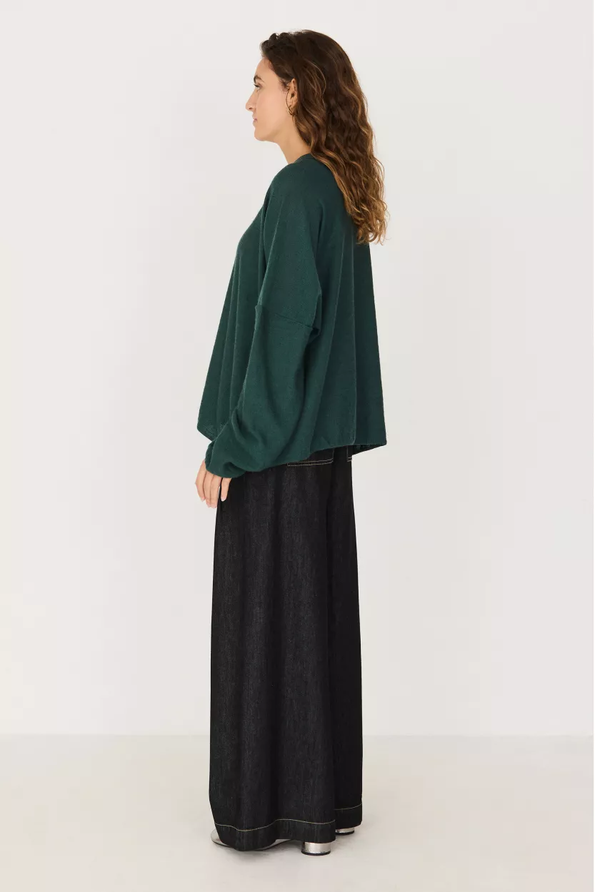 Pull KAIETA laine mérinos vert foncé – vue 4