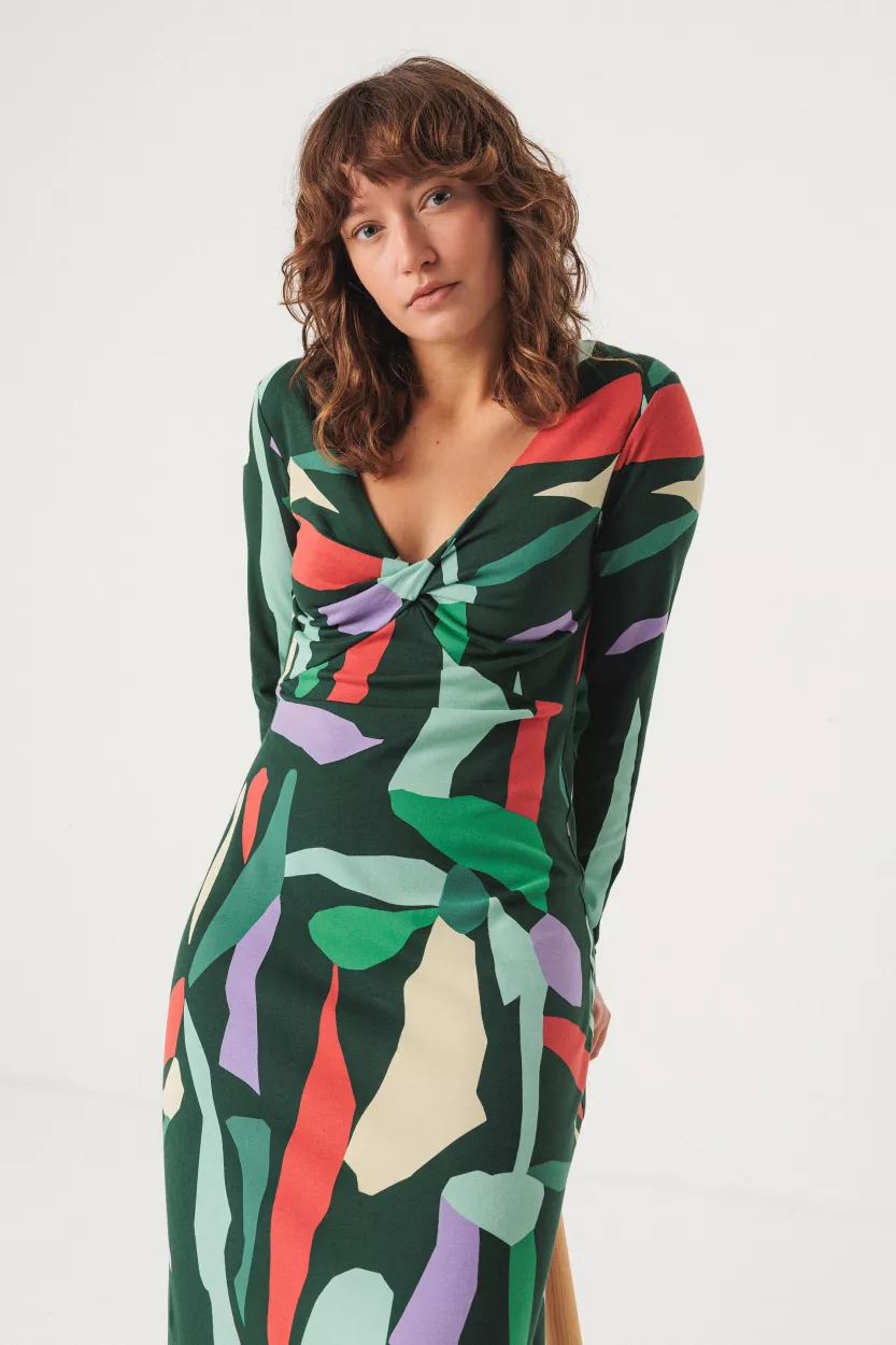 Robe IRANTZU motif Basterretxea vert – vue 2