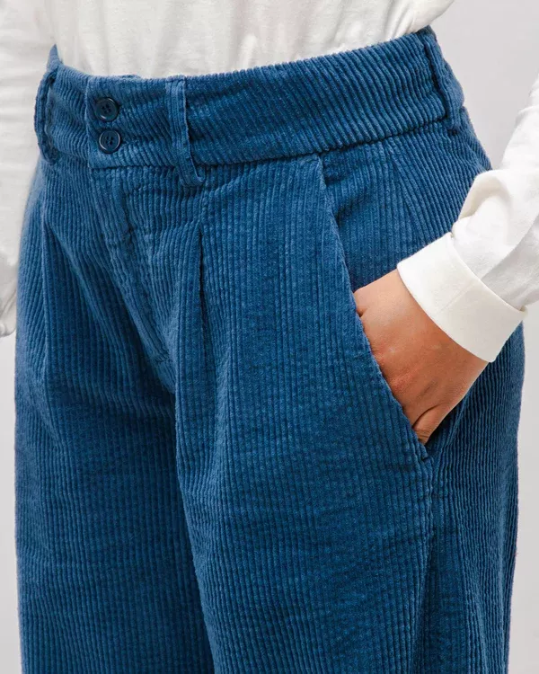 Pantalon à pinces en velours côtelé Indigo – vue 2