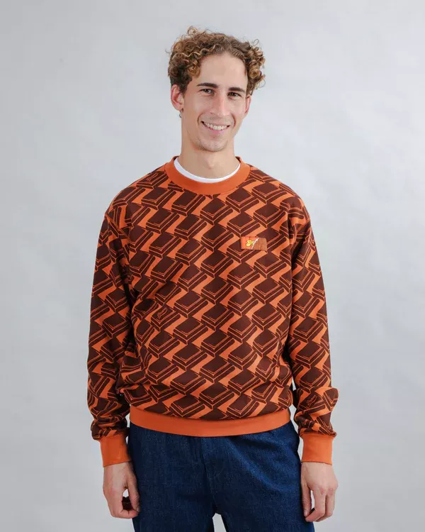 Sweatshirt motif CHOCO marron