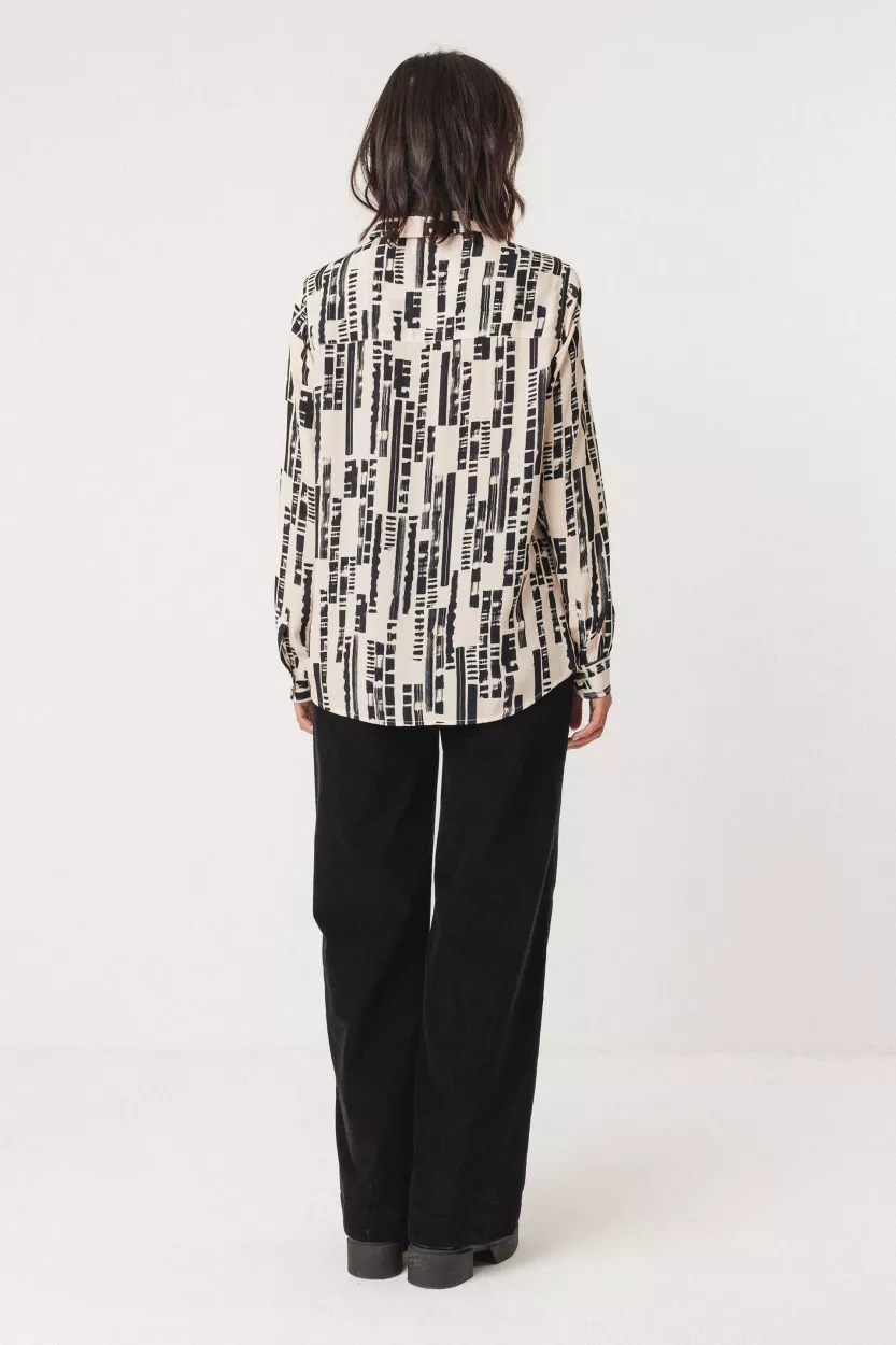 Chemise ASUNE motif Small Brush noir et crème – vue 4
