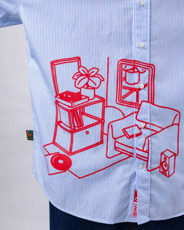 Chemise THE INDOOR SOCIETY bleu rayé – vue 3