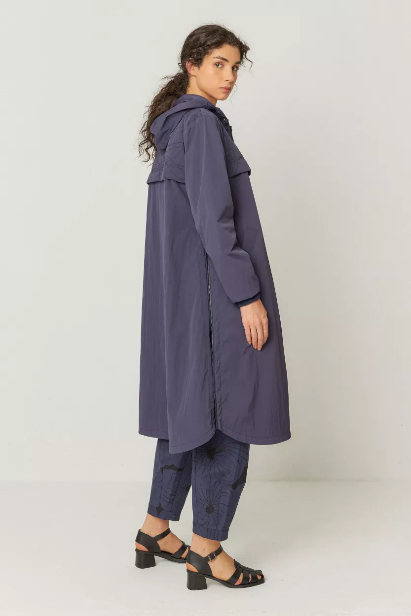Imperméable long IXONE bleu marine violet – vue 3