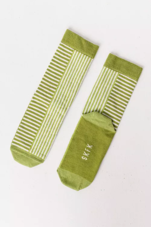 Chaussettes EPEL rayures vert et blanc