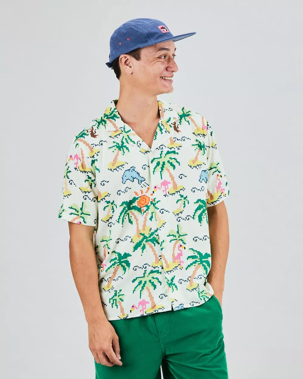 Chemise Homme Aloha TROPICAL PIXEL écrue
