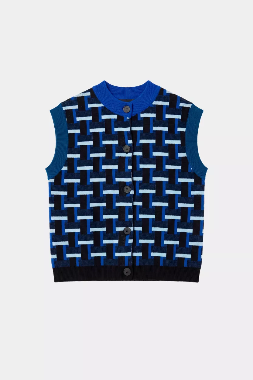 Gilet sans manche GAMITZA-GOTS motif jacquard bleu – vue 5