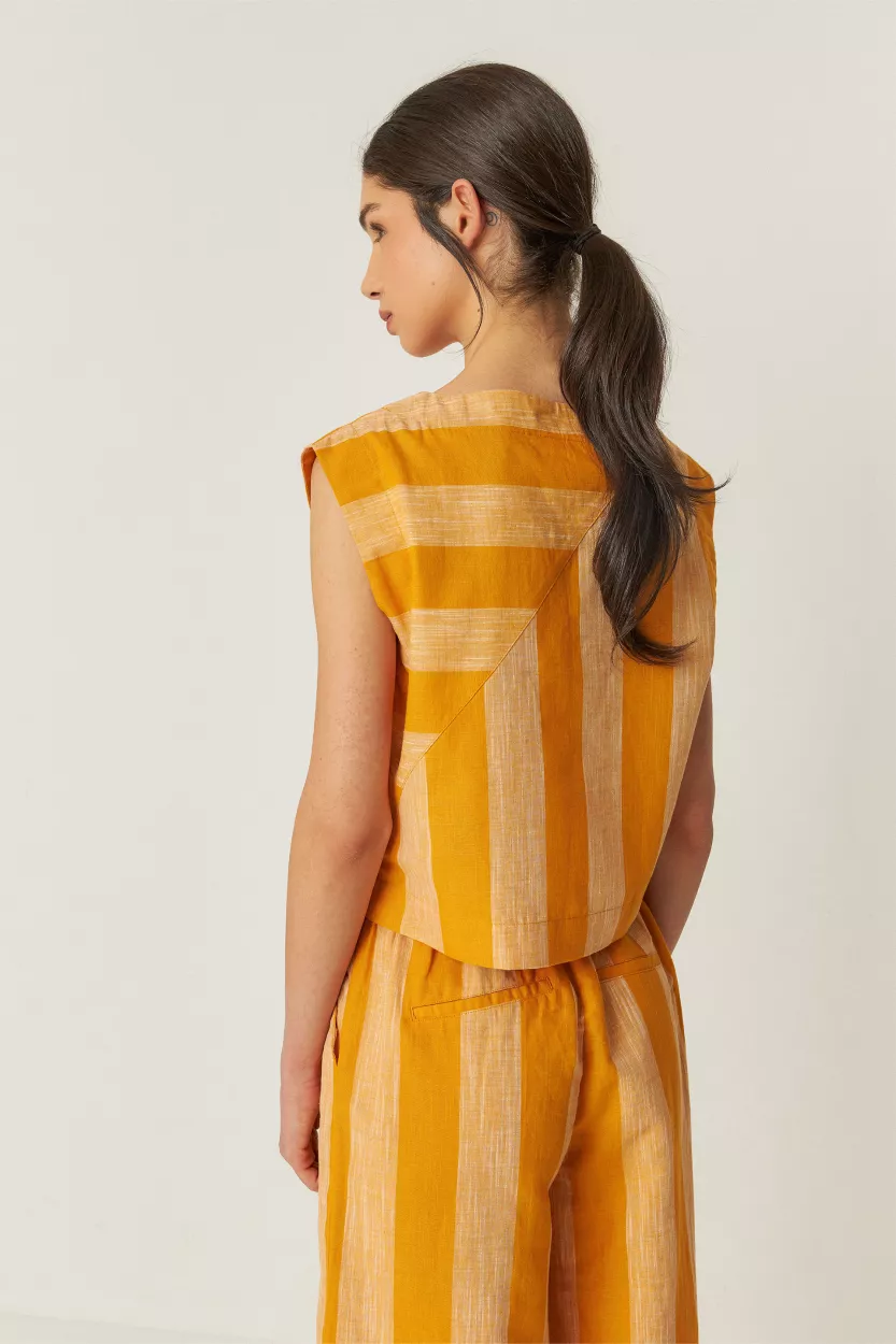 Top LESIA rayures oranges – vue 3