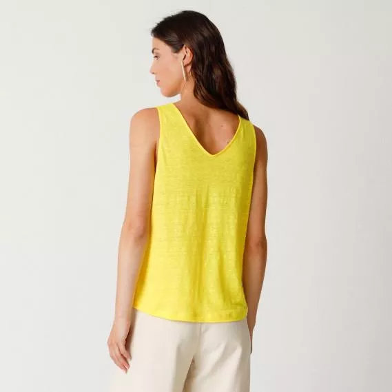 T-shirt en lin  ARAIA jaune  – vue 3