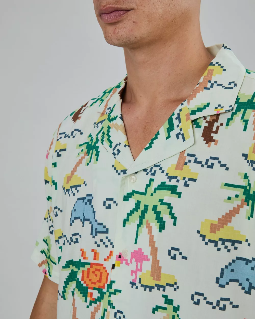 Chemise Homme Aloha TROPICAL PIXEL écrue – vue 4