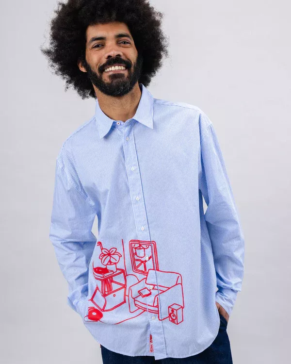 Chemise THE INDOOR SOCIETY bleu rayé