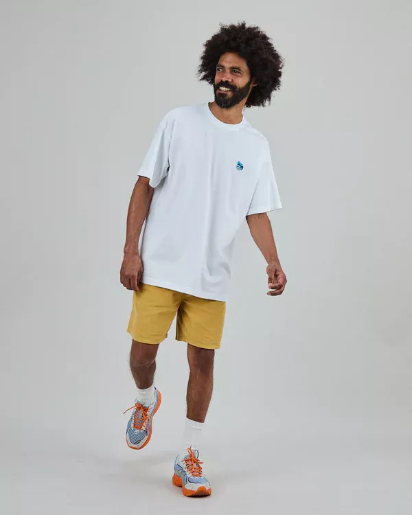 T-shirt oversize GECO FRIENDS blanc motif dos bleu – vue 3