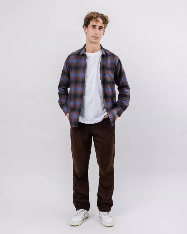 Surchemise en flanelle PIXEL CHECK motif marron et bleu – vue 2