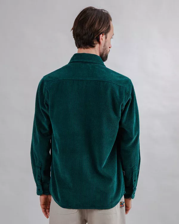 Surchemise en velours côtelé Vert foncé – vue 4