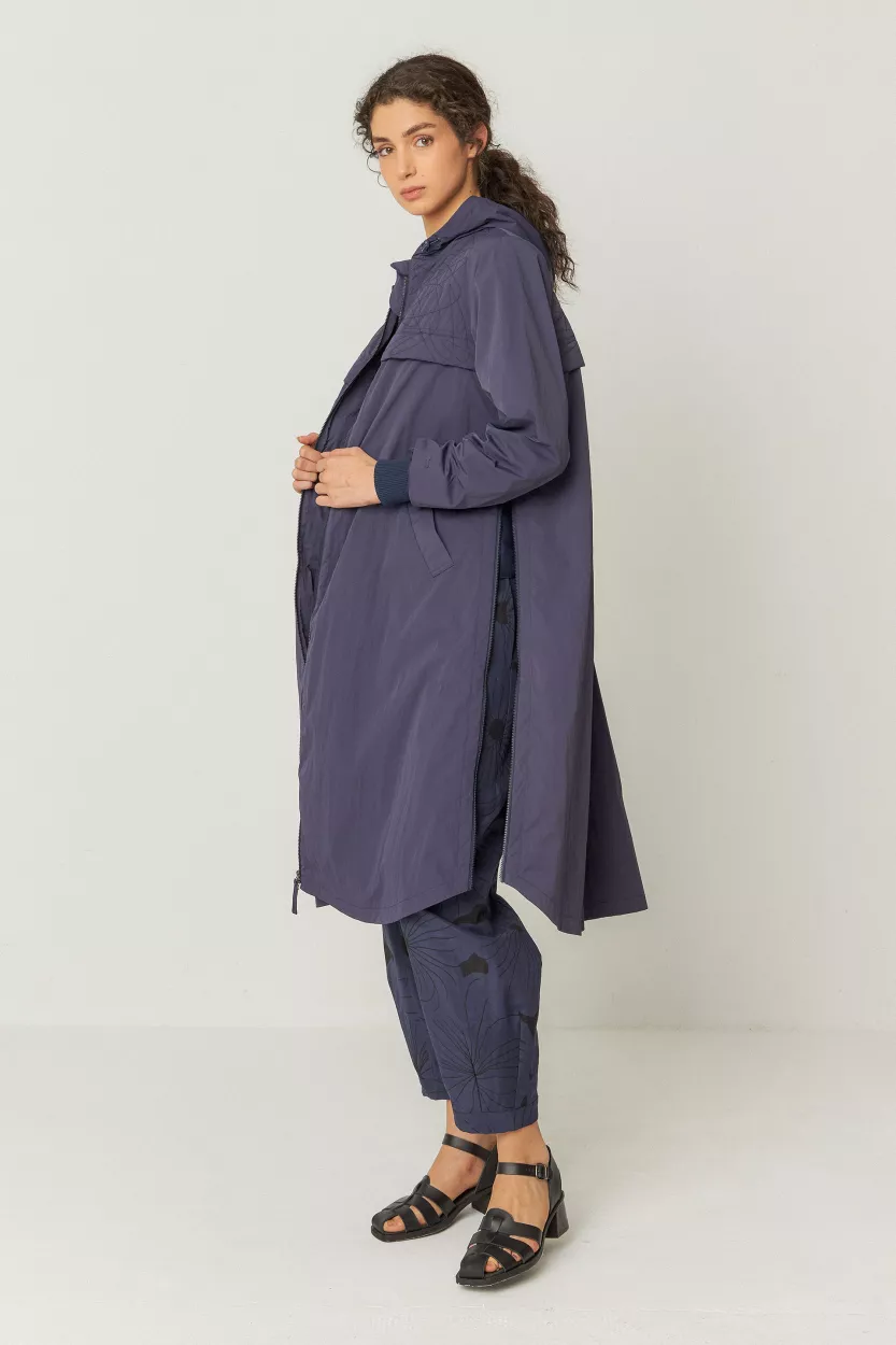 Imperméable long IXONE bleu marine violet – vue 2