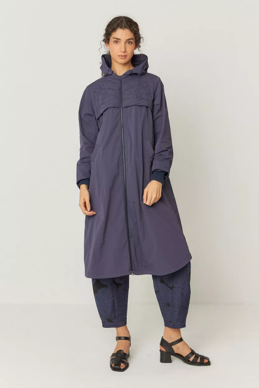 Imperméable long IXONE bleu marine violet