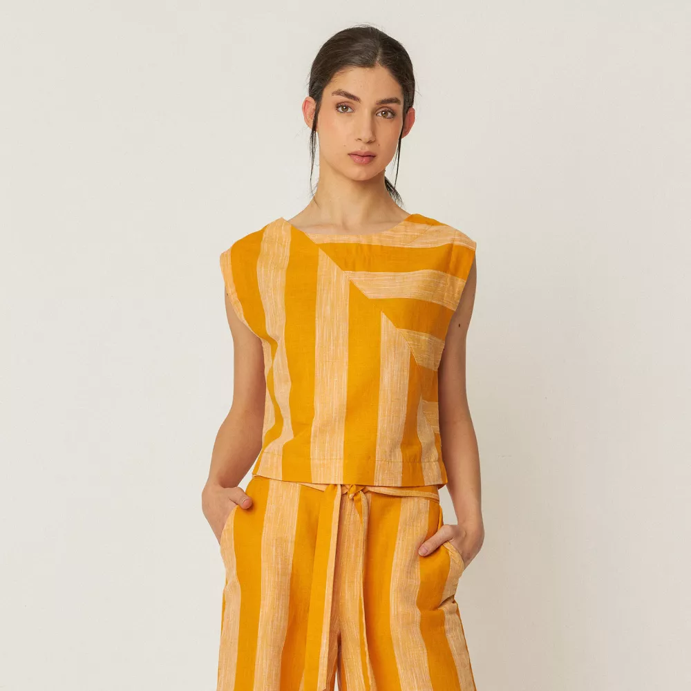 Top LESIA rayures oranges