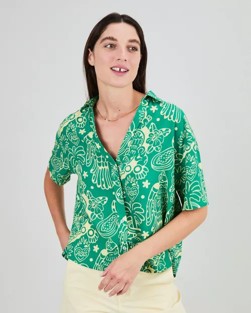 Chemise courte ASIS PERCALES CROCODYLUS verte