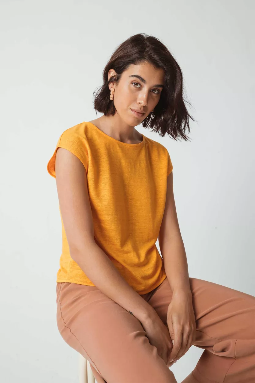 T-shirt lin GARAITZA orange – vue 2