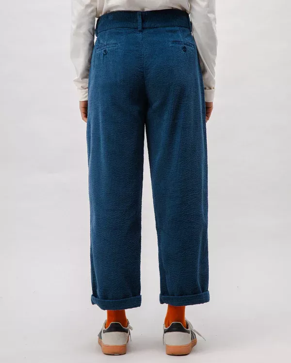 Pantalon à pinces en velours côtelé Indigo – vue 3