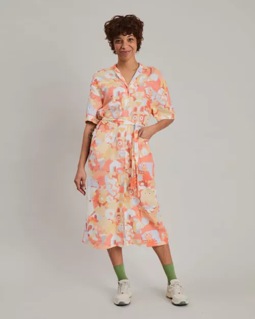 Robe chemise Geco's Friends motif orange