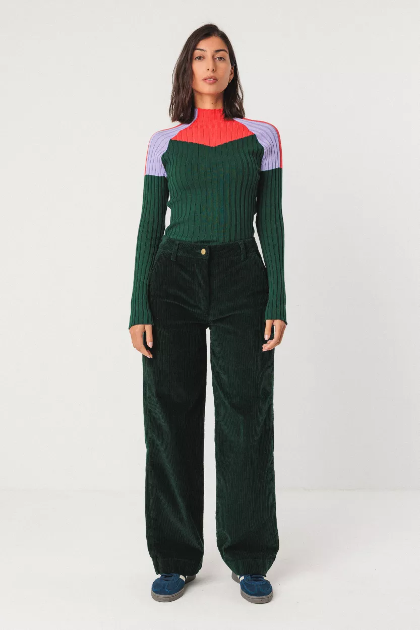 Pantalon LEARTZA velours vert foncé
