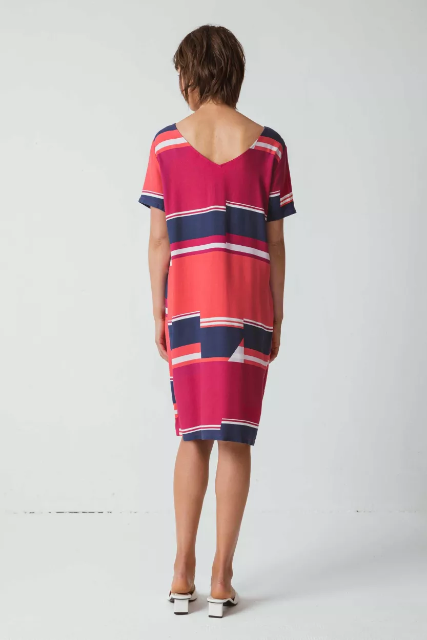 Robe KAI cerise bloc – vue 4