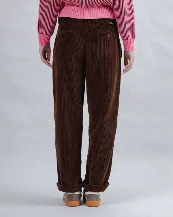 Pantalon à pinces en velours côtelé Chocolat – vue 4