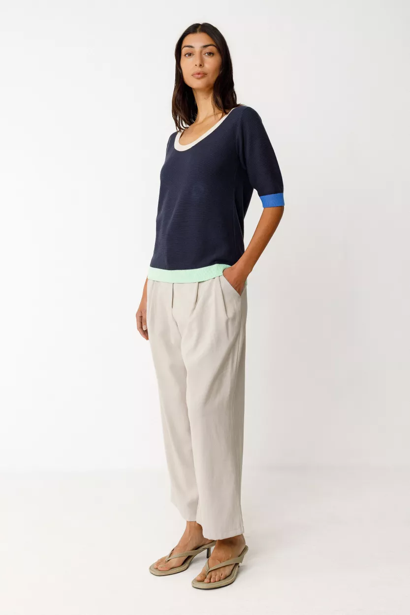 Top maille LARY-GOTS bleu marine – vue 3