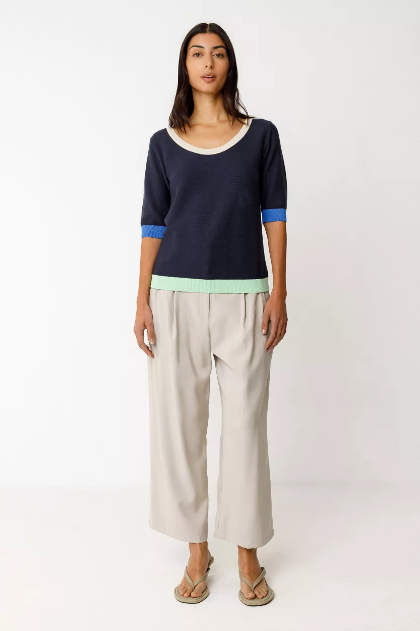 Top maille LARY-GOTS bleu marine – vue 2