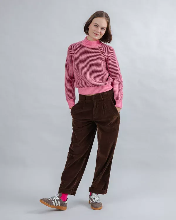 Pantalon à pinces en velours côtelé Chocolat – vue 5
