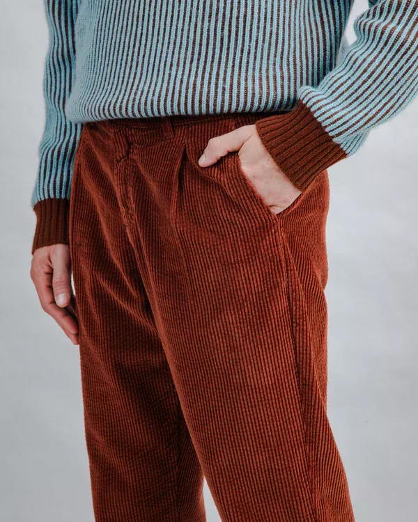 Pantalon à pinces en velours côtelé Cuivre – vue 2