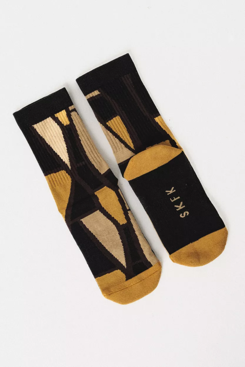 Chaussettes EPEL motif géométrique marron