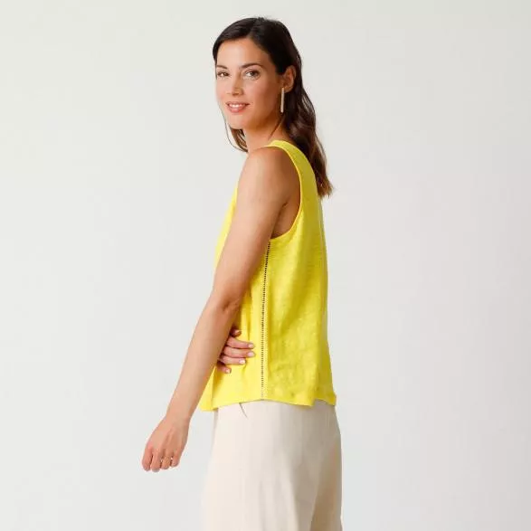 T-shirt en lin  ARAIA jaune  – vue 4
