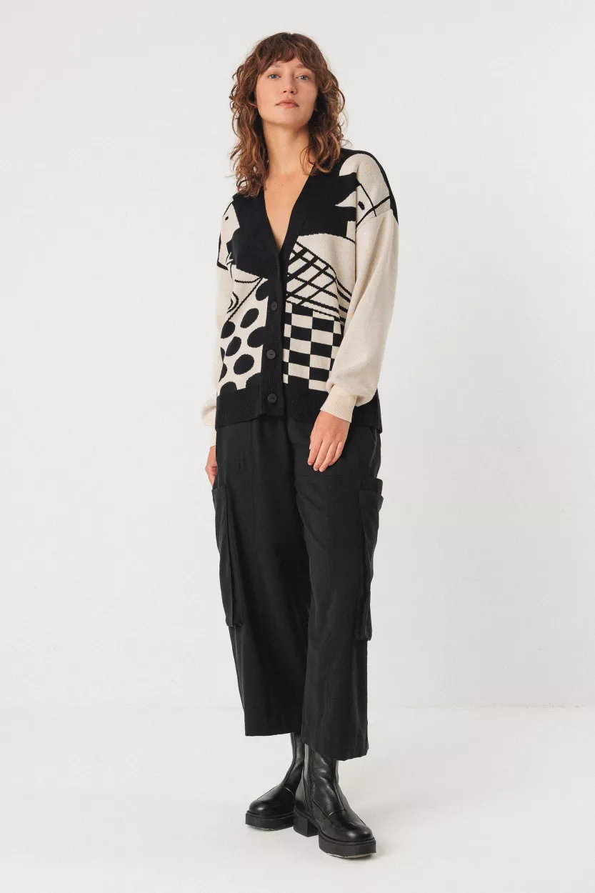 Gilet BATIRTZE motif noir et blanc – vue 2