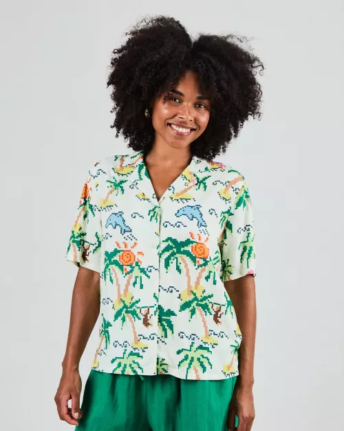 Chemise Aloha TROPICAL PIXEL écrue