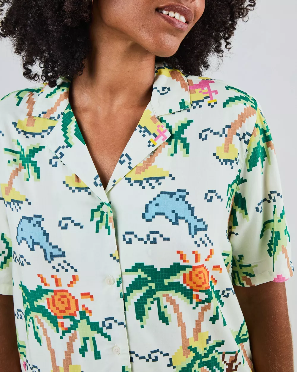 Chemise Aloha TROPICAL PIXEL écrue – vue 2