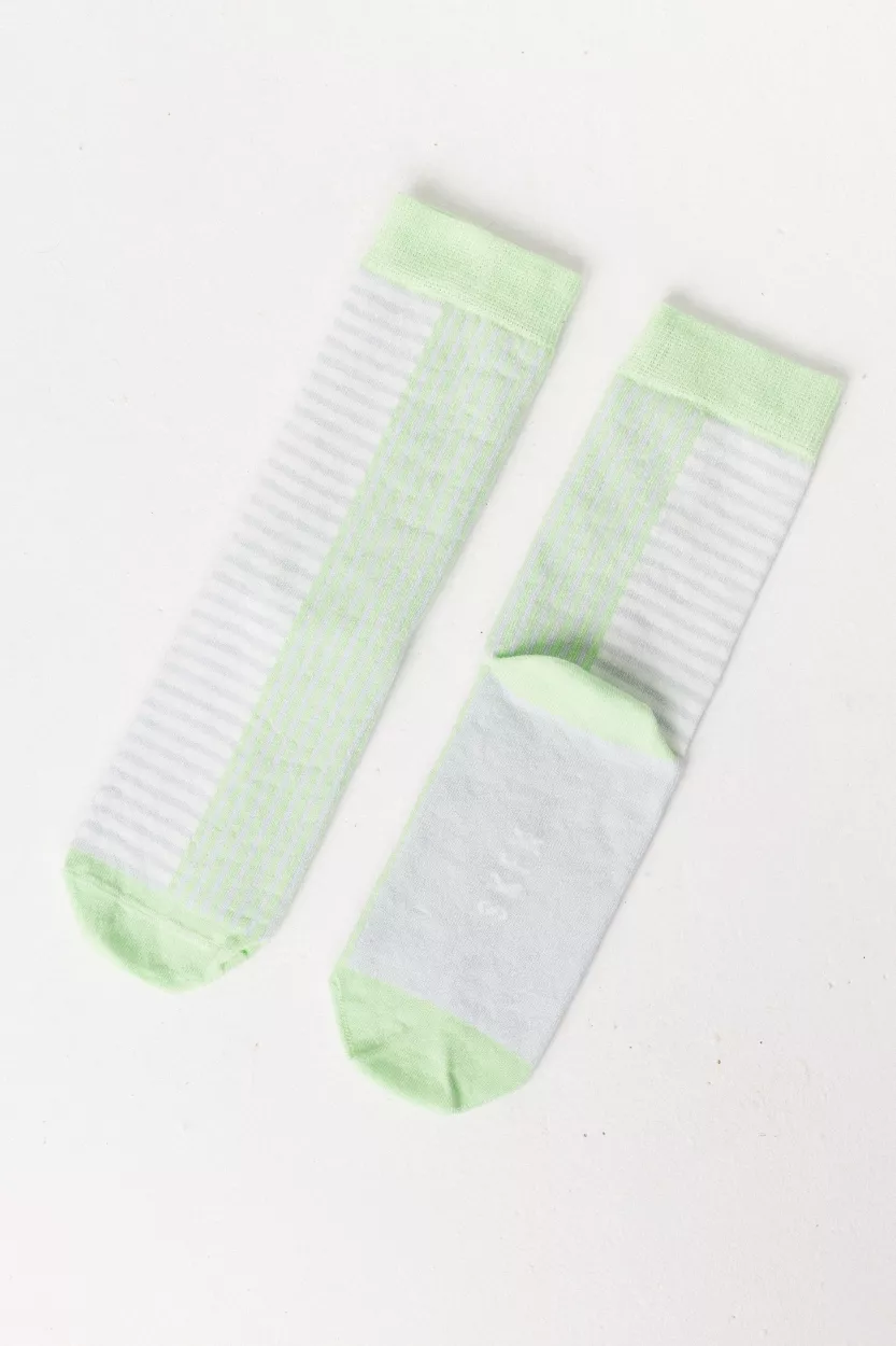 Chaussettes EPEL rayures gris et vert fluo