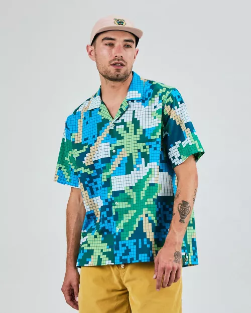 Chemise Homme Aloha TROPICAL PIXEL CAMO palmiers